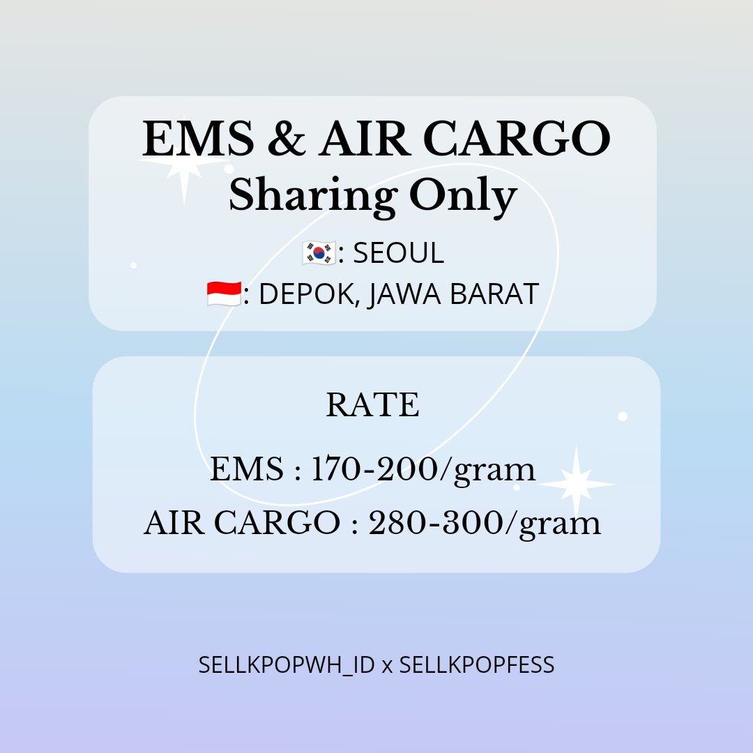 SellkpopWH_id's tweet photo. ✨— RATE &amp; FEE WH —✨
✓ EMS
✓ AIR CARGO

✓ MEMBERSHIP
✓ NON MEMBERSHIP https://t.co/hf5N2faDeK