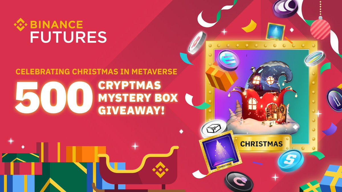 Binance Futures (@binancefutures) on Twitter photo Merry Christmas and Happy Holidays!🎉
2021 has been a special year for crypto, and here’s a special gift from us: 500 Rare Metaverse NFT Mystery Boxes to our fans!
To join:
1️⃣Retweet
2️⃣Follow <a href="/BinanceFutures/">Binance Futures</a> & <a href="/TheBinanceNFT/">Binance NFT</a>
3️⃣Fill this 👉🏻 bit.ly/XmasNFT Merry Christmas and Happy Holidays!🎉
2021 has been a special year for crypto, and here’s a special gift from us: 500 Rare Metaverse NFT Mystery Boxes to our fans!
To join:
1️⃣Retweet
2️⃣Follow <a href="/BinanceFutures/">Binance Futures</a> & <a href="/TheBinanceNFT/">Binance NFT</a>
3️⃣Fill this 👉🏻 bit.ly/XmasNFT