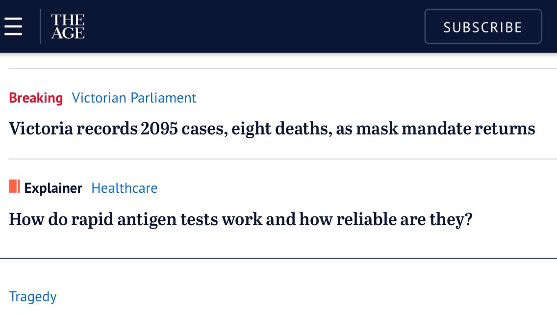 gmc6713's tweet photo. The Age, The Toilet Paper of Record at it again.
 Oh! I must have missed the email about the PCR Tests reliability. https://t.co/TtLyOCDcRS