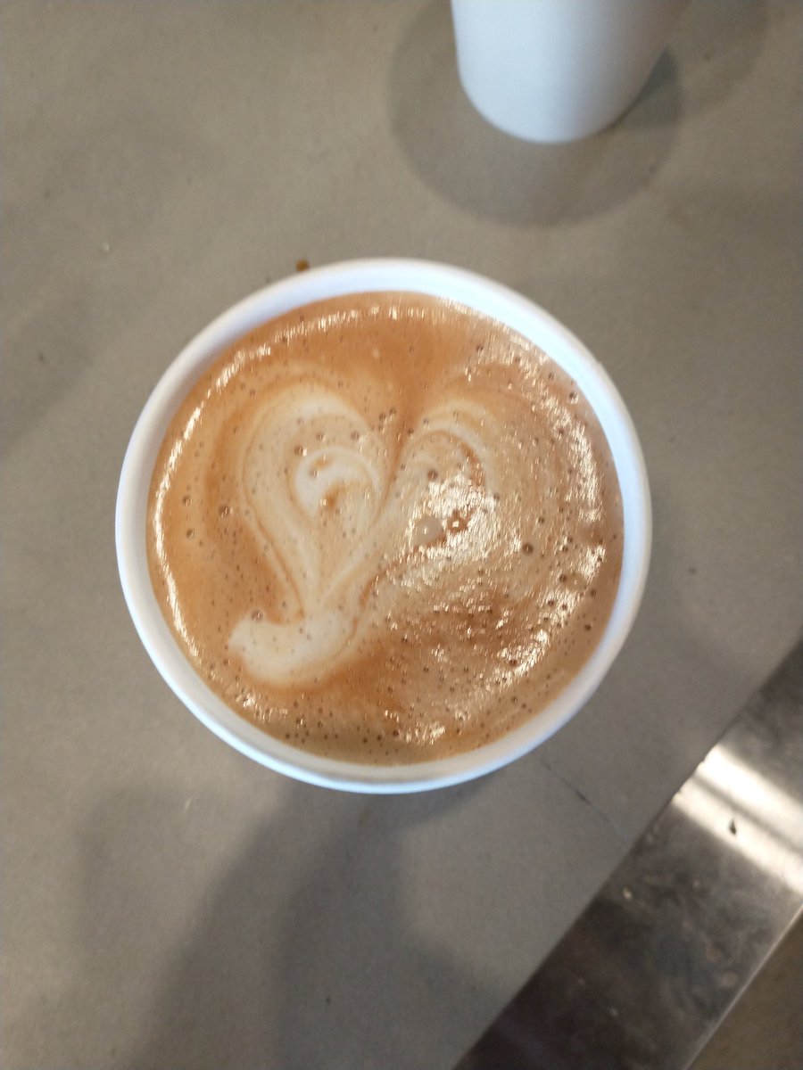 peterisaperson's tweet photo. First day of trying to teach myself how to do a Latte art heart and they do not look good yet but they do look like something and that is progress. https://t.co/2TFK7vB5oa