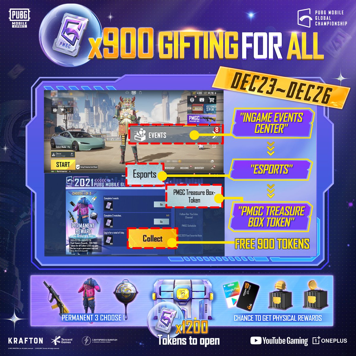EsportsPUBGM's tweet photo. 900TOKENS for Everybody!!!🥳 Use PMGC Tokens to Open the Treasure Box!!🤑

Thank you for watching #PMGC2021 League!

▶️Watch PMGC2021 ONLY on our official YouTube channel 👉https://t.co/oHmVqAgJxo

#PUBGMOBILE #PMGC #NEXTTOGLORY https://t.co/chKvbSI2JZ