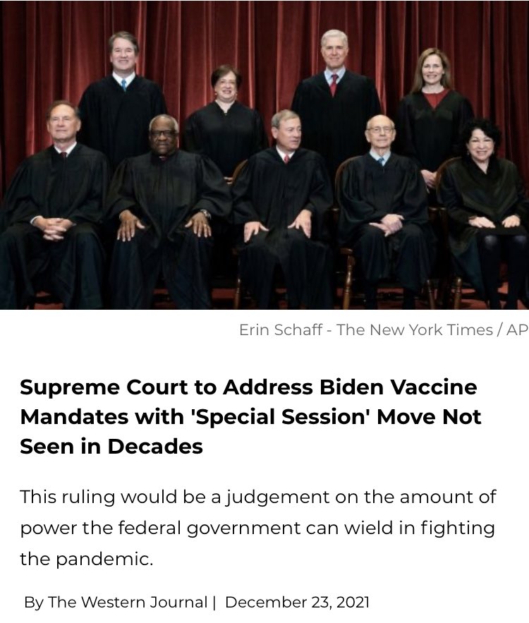 MA4_Trump's tweet photo. On Jan. 7, the United States Supreme Court will listen to oral arguments in cases brought against President Joe Biden’s COVID-19 vaccine rules for large employers and healthcare workers. #voteploss https://t.co/3bj6CiJAg6