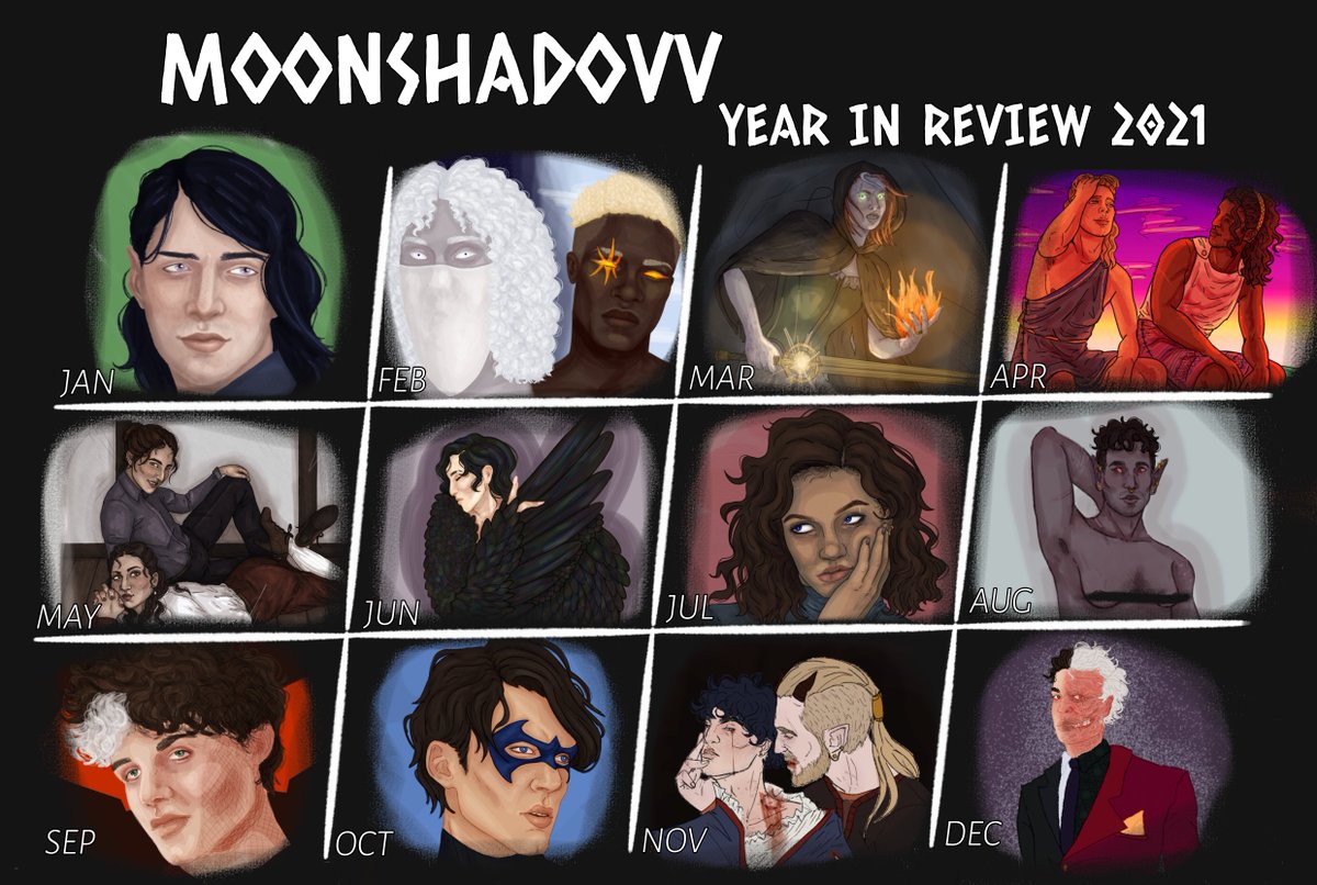 moonshadovv_art's tweet photo. This year was kinda lackluster for my art. I started work in June so I had less time to do art, so I didnt make any extraordinary pieces, or any leaps in skill. Im just glad Im able to show a piece of art for every month, unlike last year.
#YearInReview #ArtistOnTwitter https://t.co/b9gagj7R0W