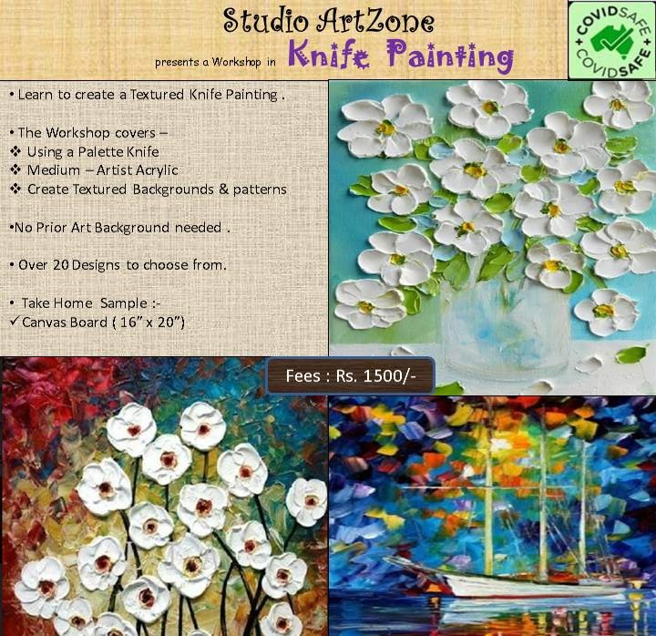 artzonepune's tweet photo. #Painting #PuneClasses #Acrylics #StudioArtzone #Pune #Deccan
Knife Painting Workshop @ Studio Artzone
~ 8 Jan'22 (Sat) ;Rs.1500/-, 2pm to 6pm... Take home a completed 16" x 20" Canvas.
For Registrations, contact us on 9822254472 https://t.co/e0rJvKyxPN