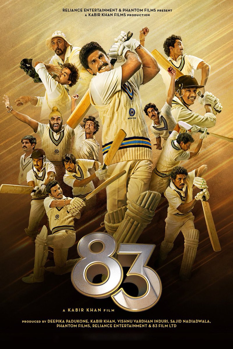 rajatlunkad's tweet photo. #83TheFilm is a MASTERPIECE on celluloid. It’s the best Sports Bio Pic ever made. It’s brings Joy, Smile, Tears &amp; Sense of proudness for #India.

#DontMissOut

#RanveerSingh as #KapilDev is Outstanding.
#KabirKhan has nailed it, brilliant direction.

#83TheFilmReview : ⭐️⭐️⭐️⭐️⭐️ https://t.co/fJA6xMYlMP