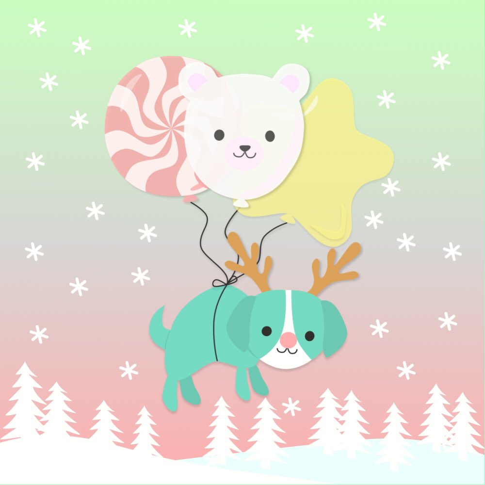 SandraFremgen's tweet photo. So cool! I got a holiday gift #nft from @balloonsforgas! Thank you so much  @mrscado. It looks like Peri has a relative visiting for the holidays.🐶🐶🎄❤️
#SolanaNFT #kawaii #NFTCommunity https://t.co/vDowOOKDU3