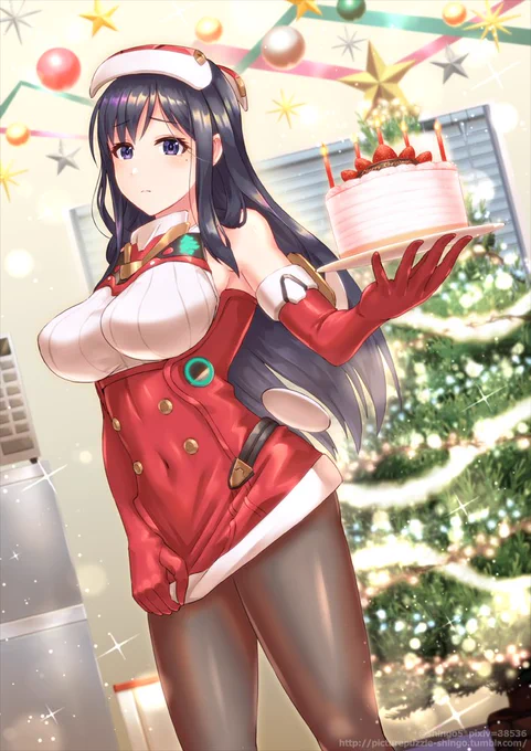 なにか🎅🍰🎁🎄っぽいことしておきたいので去年の籠目さんを…運営さんシュタゲコラボキャラにもサンタ衣装用意してくれて感謝🙏 #アリスギアお絵かき #アリスギア 