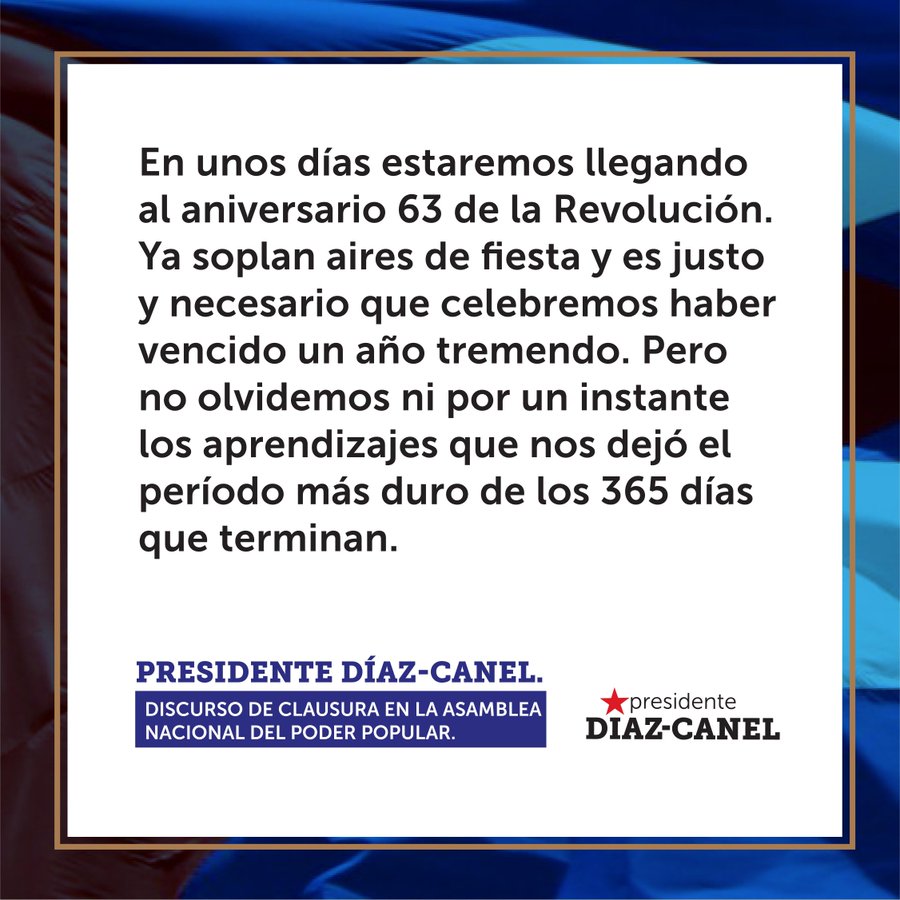 #ComercioCuba Ya se acercan días de fiesta, pero no olvidemos ni por un instante las enseñanzas que nos dejó este difícil año, aprendizaje y unidad de todos los cubanos <a href="/BetsyDazVelzqu2/">Betsy Díaz Velázquez</a> <a href="/MMarreroCruz/">Manuel Marrero Cruz</a>
<a href="/AsambleaCuba/">Asamblea Nacional Cuba</a>
#CubaVive