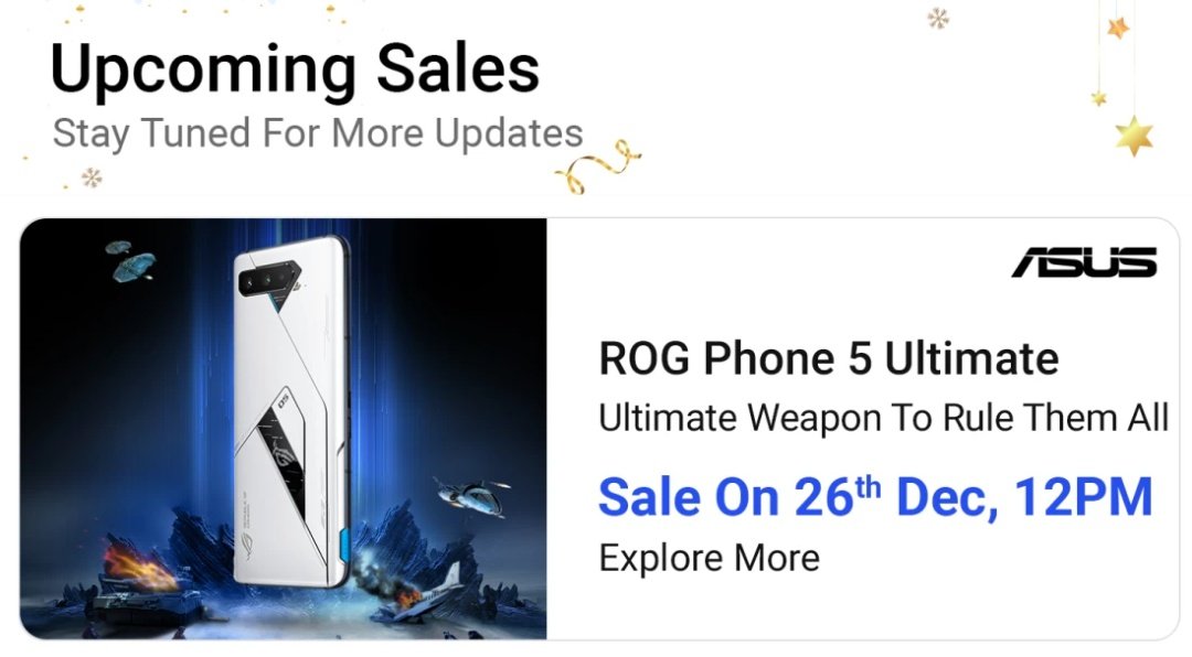 SwasthSutra's tweet photo. Asus ROG Phone 5 Ultimate Edition sale on 26th December in India π€©
Via- @Flipkart
#asusrog5ultimate https://t.co/18xU8HPThP