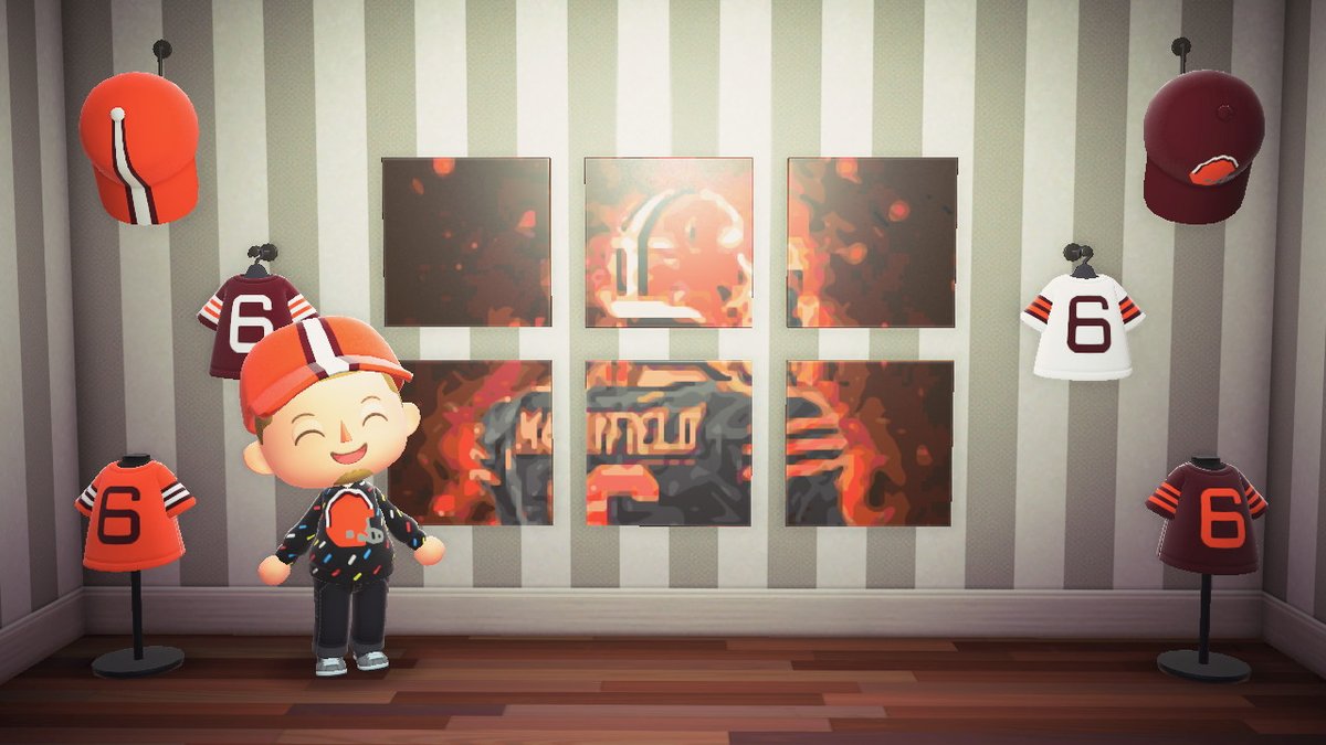 erack07's tweet photo. @Browns what do you think of my #AnimalCrossing Critical Catch hoodie? Got my @bakermayfield jersey collection too

#Browns #GoBrowns #BakerMayfield  #ACNHDesigns #ACNH #ACNHPattern https://t.co/BLJ7JrOWKz