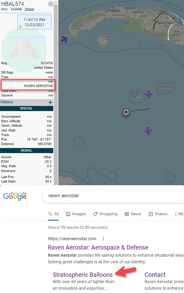 FlconEYES's tweet photo. 🛰️📡#HBAL574 #A2680B
Raven Aerostar: Aerospace & Defense - Balloon
#PlaneAlert #AvGeek #ADSB #Aviation #OSINT #23Dic https://t.co/nBZZTcirVT