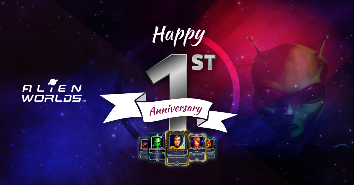 AlienWorlds's tweet photo. 🥳 We've been celebrating our ONE YEAR #anniversary!

🙌🏿We are so grateful to all Explorers who helped make Alien Worlds such a bustling and thriving #Metaverse!

👾❤️The Federation thanks you , and we look forward to another great year!

👀Play NOW!
👉https://t.co/Lt9Mgjt4Ef https://t.co/Lvg5DCdBlW