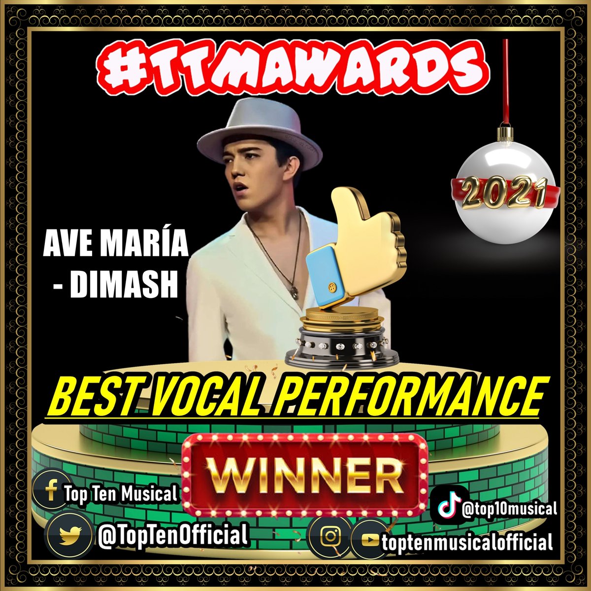 TopTenOfficial's tweet photo. Con 23 MILLONES de votos #AveMaria de @dimash_official gana #BestVocalSong en los #TTMAwards 2021 🎉

FELICIDADES 🙌 https://t.co/P307eMofyW