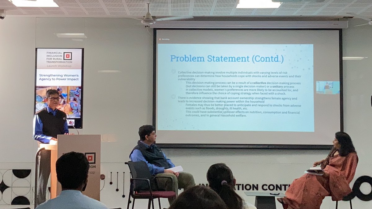 Household shocks are not alike. The difference between Idiosyncratic shocks (faced by individual/household) and covariate shocks (faced by communities/villages) is salient. How households respond to these may naturally be vastly different. Exciting launch of FIRT <a href="/BharatInclusion/">Bharat Inclusion Initiative</a>
