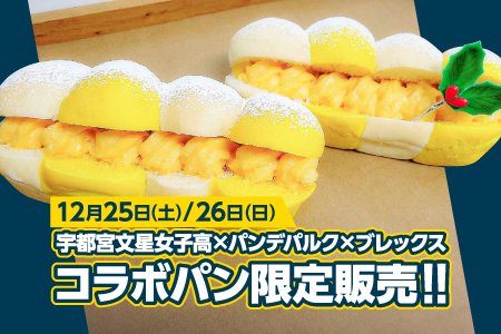 utsunomiyabrex's tweet photo. 【コラボパン販売!!】
「宇都宮文星女子高 × パンデパルク × ブレックス」コラボパンを12/25(土)、26(日)島根戦で販売します。
各日100個限定です。
ぜひ、ご賞味ください!
詳細はコチラ
https://t.co/LuVcLSlHu5
#BREPAN #宇都宮文星 #パンデパルク https://t.co/FWbVRSRx7T