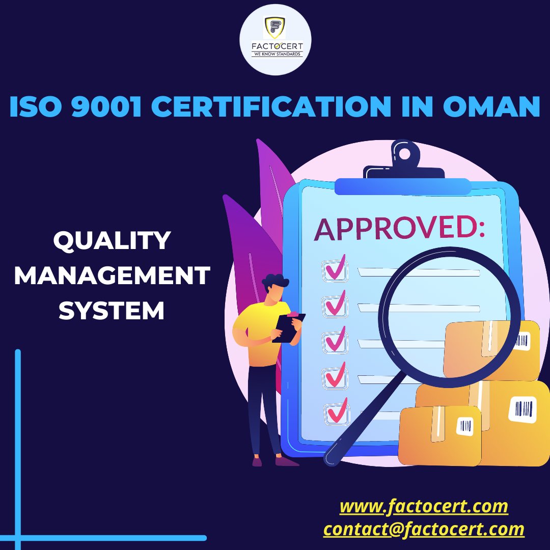 factocert's tweet photo. #ISO9001Certification is designed to assist #organizations in fulfilling the needs of #clients and other #stakeholders more efficiently. Get your #business  #Certified with #Factocert across #Oman and its regions. For more information, visit: https://t.co/6fYM1jeTDD
#ISO https://t.co/7BTp4C3vLJ
