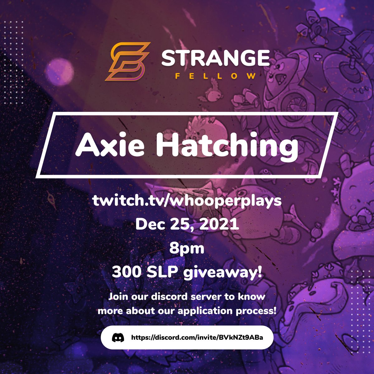 strangefellowgg's tweet photo. Merry Christmas everyone!
Enjoy an Axie Hatching Stream with us tomorrow - Dec 25, 8pm. We're doing SLP giveaway in the stream!

Catch us at https://t.co/NB5OLDmiOC!

#AxieInfinity #Axie #SFGGMalakas https://t.co/9jBpv0OnWI
