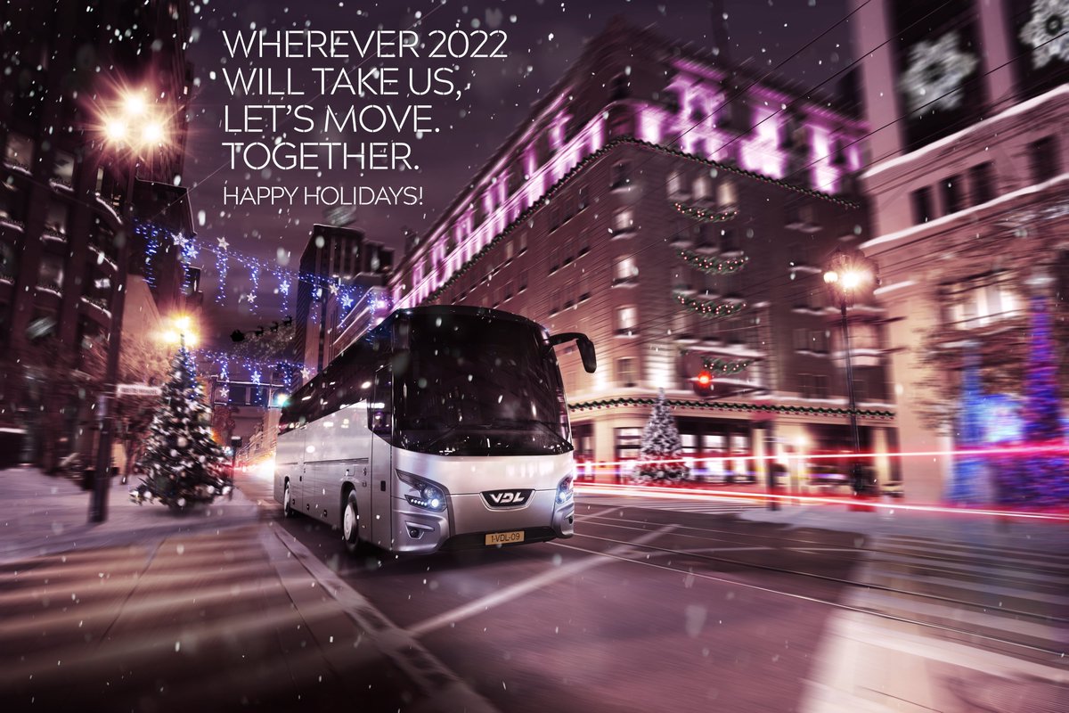 VDL_BusCoach's tweet photo. Wherever 2022 will take us, let's move together. Stay safe and take care for each other. Happy holidays and a happy new year! #VDLBusCoach #MoveTogether #FuturaFriday https://t.co/gcdClnkGDa