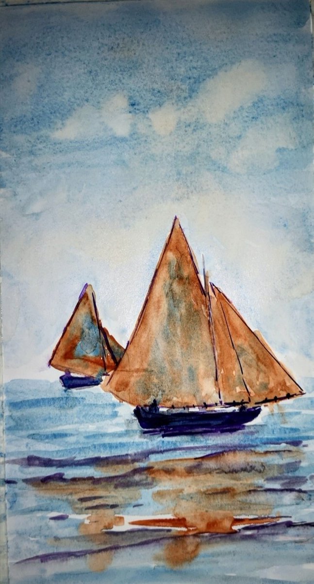 #Watercolour, #sailing, #bádseoil, #galwayhooker, #seoianghaeltacht