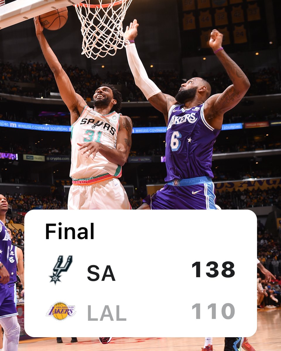 The Spurs give the Lakers a rough result at home 😳