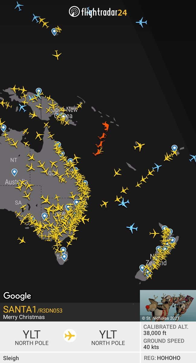 flightradar24's tweet photo. Looks like Santa is heading for Australia and New Zealand...
https://t.co/tteGQwXMnh https://t.co/GYzeE7CvV9