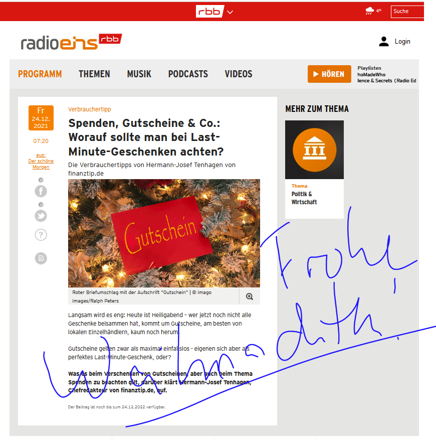 hjtenhagen's tweet photo. Das ganze #Weihnachtsprogramm: Prüfe, bevor Du spendest: z.B. @spendensiegel @PHINEOgAG . Spende mehr, denn du sparst Steuern! Verschenke #Gutscheine mit Verstand. Sie gelten gesetzlich 3 Jahre, außer es steht anders drauf (min. 1 Jahr) @Finanztip @radioeins heute früh. https://t.co/lb0izKoW0u