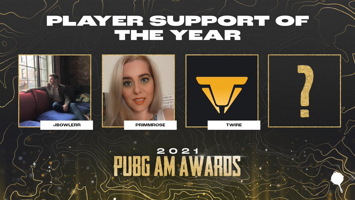 🧪 PLAYER SUPPORT OF THE YEAR 🧪

Your #PUBGAwards nominees are: <a href="/J_Bowlerr/">JBowlerr</a>, <a href="/PrimmroseReads/">Primmrose</a>, <a href="/TwireGG_PUBG/">Twire PUBG</a>, &amp; Nominee!

↩ Reply to Nominate
💛Like or Retweet to Vote for Nomination

🗳 Nominations close at 11:59PM PT on Dec 27th.

#PannedGG #PUBGAwards #PUBGEsports