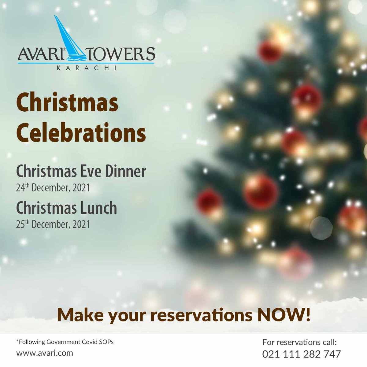 AvariTowers1986's tweet photo. Do not miss the joyful Festive Season 🎄 Celebrations 🎊

Make your reservations NOW!

#ChristmasCelebration2021 #EveDinner #LunchBuffet #AvariTowers https://t.co/Klpi3Yl9zV