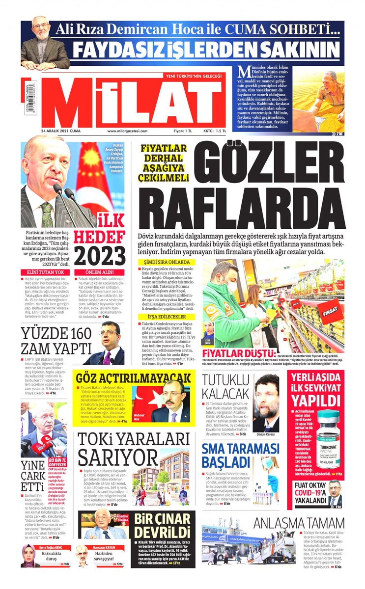 Dövizdeki dalgalanmayı gerekçe göstererek ışık hızıyla fiyat artışına giden fırsatçıların, kurdaki büyük düşüşü etiket fiyatlarına yansıtması bekleniyor.

<a href="/KocalAziz/">Smmm Aziz KOÇAL</a> 
<a href="/aydinagaoglu/">Aydın Ağaoğlu (DM KAPALI)</a> 

milatgazetesi.com/haber/gozler-r…

#indirim
