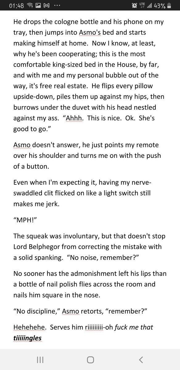 bounddownhere's tweet photo. @nightlyboxwel 200 views warrants at LEAST courtesy update.

2 short (unconnected) excerpts from the chapter in progress: https://t.co/EYH03mGUO7