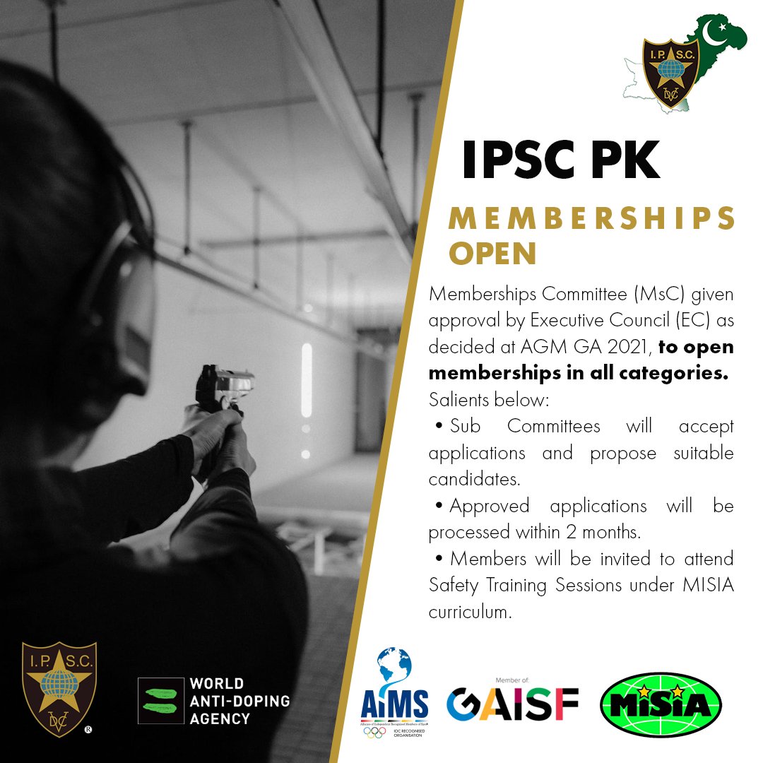 IPSCPk's tweet image. IPSC PK - Memberships Open!

#ipsc #uspsa #ipscyouth #IPSCPakistan #ipscshooting #practicalshooting #shootingsports #SportsShooter #MISIA #GAISF #AIMS #IPSCWorld #SportsBoardPak #PakistanSportsBoard #PSB
#SindhSportsDept #sportsandyouth #SindhSportsAndYouthAffairsDepartment