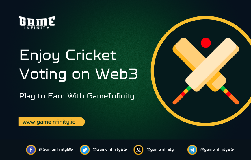 GameinfinityBG's tweet photo. GameInfinity is excited to launch its Second Web3 Game,  tournament Play to Earn, the Cricket voting pool. 

Go try it now ! 
https://t.co/Bqo1Nlm3V1 

Learn more : https://t.co/sOgL0qh6ye 

#Web3 #Gaming #NFT $GAMEIN https://t.co/sgMYArpOxJ