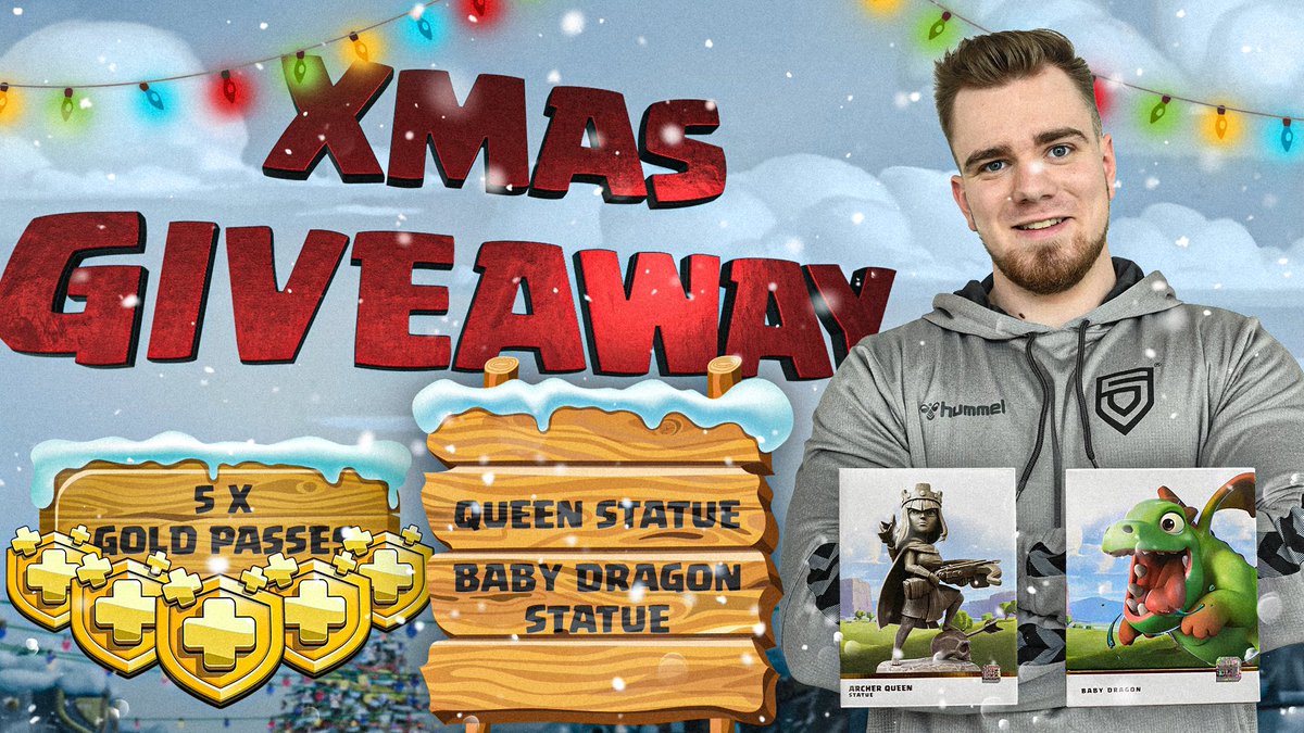 🎁🔥CHRISTMAS GIVEAWAY🔥🎁

🏅5x GOLDPASS🏅
🎉1x QUEEN STATUE🎉
💎1x BBD STATUE💎

To participate:
▪️Follow <a href="/ZahkiaLS/">Zahkia</a> &amp; me💯
▪️Like &amp; Retweet ✅🔁
Bonus: Follow me on <a href="/instagram/">Instagram</a> 👇🏻
♦️instagram.com/muffin_coc♦️

The Winners will be announced at the 31th December📬❤️
#MerryChristmas