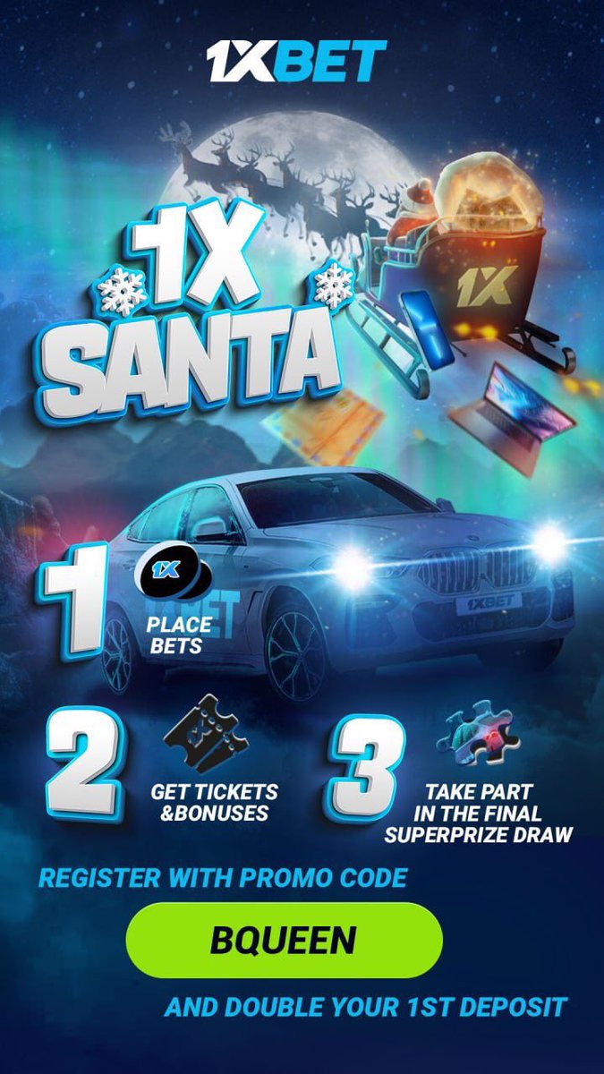 1xbet has launched 1xsanta promotion which will run until 10 January. People can win lots of valuable prizes and bonuses just by betting on any events, and the grand prize is a BMW X6

Here's the promo page to find out the terms and prizes - 1xbet.com/en/promotions/…