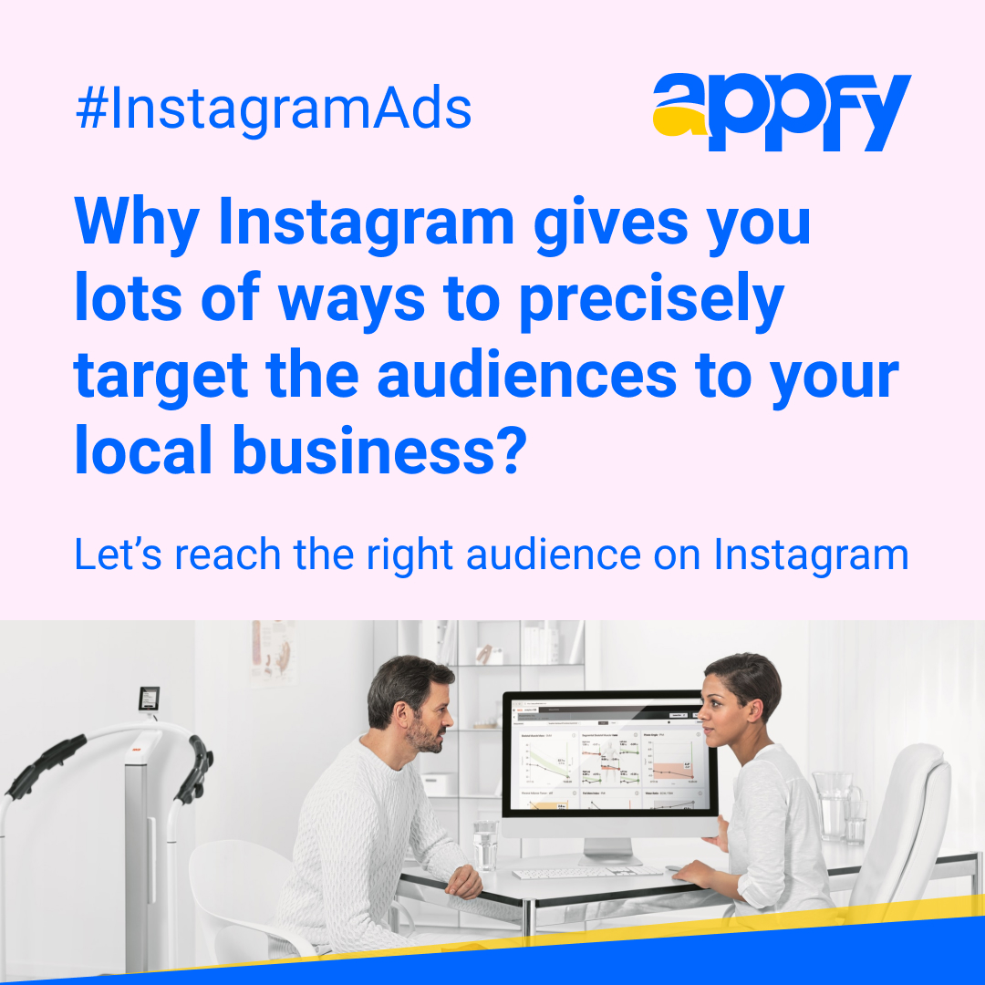 appfy's tweet photo. Why Instagram gives you lots of ways to precisely target the audiences to your local business? Let's reach the right audience on Instagram. #business #ppc #ads #marketing #seo #1stpage #ranking #appfy #marketing #campaign #locallisting #searchengineoptimization https://t.co/70cZ5wWPPN