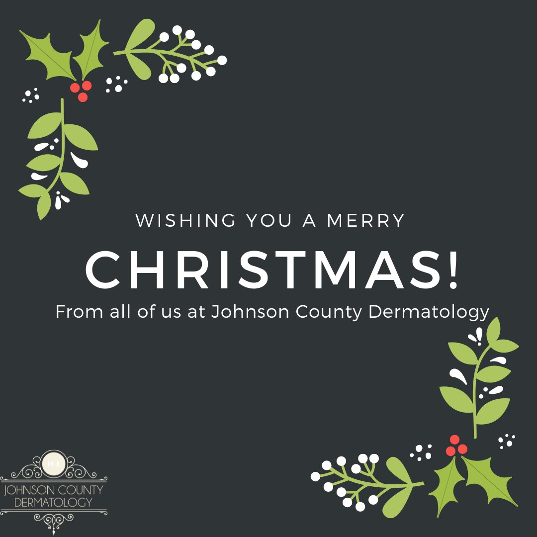 JoCo_Derm's tweet photo. In observance of the Christmas holiday, our office will be closed today and reopen Monday, December 27th. We hope you have the best holiday! #jocodem #christmas #happyholiday #tistheseason #celebration #dermatology #officeclosed https://t.co/bdmA47tCFQ