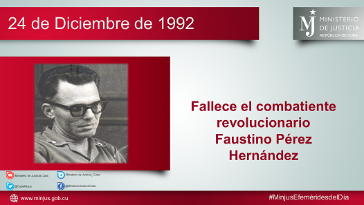 #24diciembre 1992 I Fallece Faustino Pérez Hernández. Combatiente revolucionario cubano, expedicionario del Granma y comandante del Ejército Rebelde, al triunfo del 59, ocupó diferentes cargos en el gobierno. Fue miembro del CC. del Partido Comunista de Cuba #CubaViveEnSuHistoria