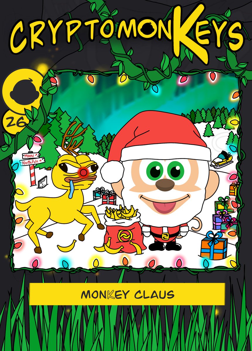 HenrikPiga's tweet photo. Merry Christmas and happy holidays everybody! 🥳

To celebrate I've decided to give away 119 common @Crypt0monKeys and monKeystacks presents here over the next couple of days🐵🎅

Retweet/Like &amp; follow @HenrikPiga/@Crypt0monKeys 
Fill out the form here: https://t.co/nYLUEMqNaY 🐒 https://t.co/QBNDWwof6D