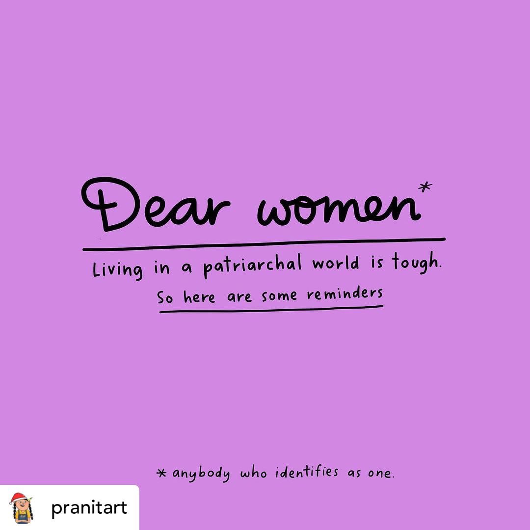 aksharacentre's tweet photo. Patriarchy is not only around us but sometimes in us as well.
Here are some reminders that we should keep in mind as we continue to live in it for now.
#Repost from @pranitart
#AksharaCentre #Equality #GenderEquality #BornEquAll #Women #IndianWomen #GenderStereotypes https://t.co/Q5jhy5ySkZ