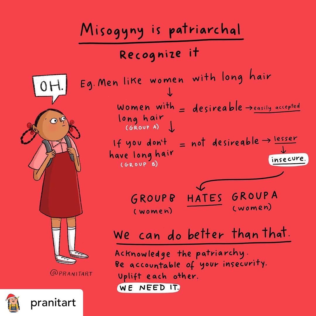 aksharacentre's tweet photo. Patriarchy is not only around us but sometimes in us as well.
Here are some reminders that we should keep in mind as we continue to live in it for now.
#Repost from @pranitart
#AksharaCentre #Equality #GenderEquality #BornEquAll #Women #IndianWomen #GenderStereotypes https://t.co/Q5jhy5ySkZ
