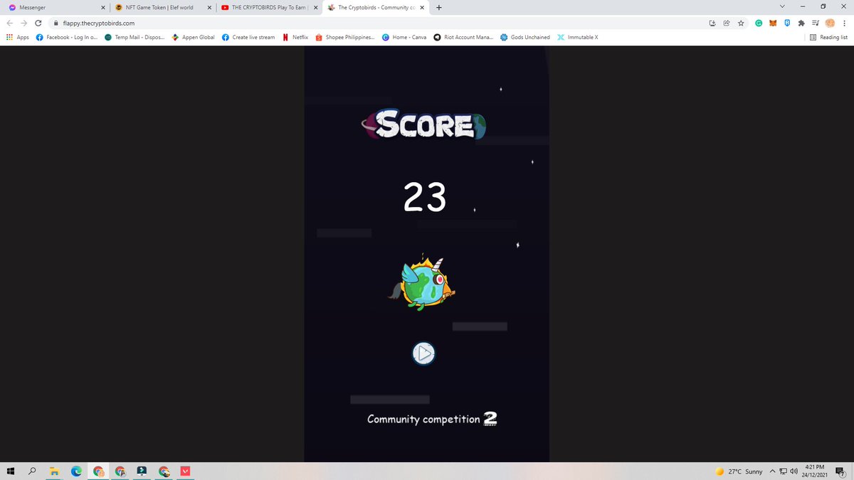 mamemou28's tweet photo. MY HIGHEST SO FAR! AHAHAHA this is my new stress reliever!! I hope this will have on Android!!!! <3 Loving it @CryptoBirdsNFT Thanks for making this hahaha #CryptoBirds https://t.co/HQChdVDXim