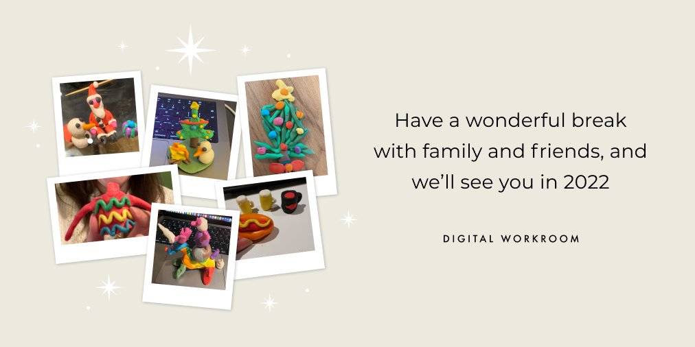 Who said clay was just for kids? 🧒

Like last year, we held our Christmas Party virtually and got busy making these Christmassy Clay Creations.

We hope you like them🎄

The team Digital Workroom would like to wish you the Merriest of Christmas’ and a Happy and Healthy New Year.
