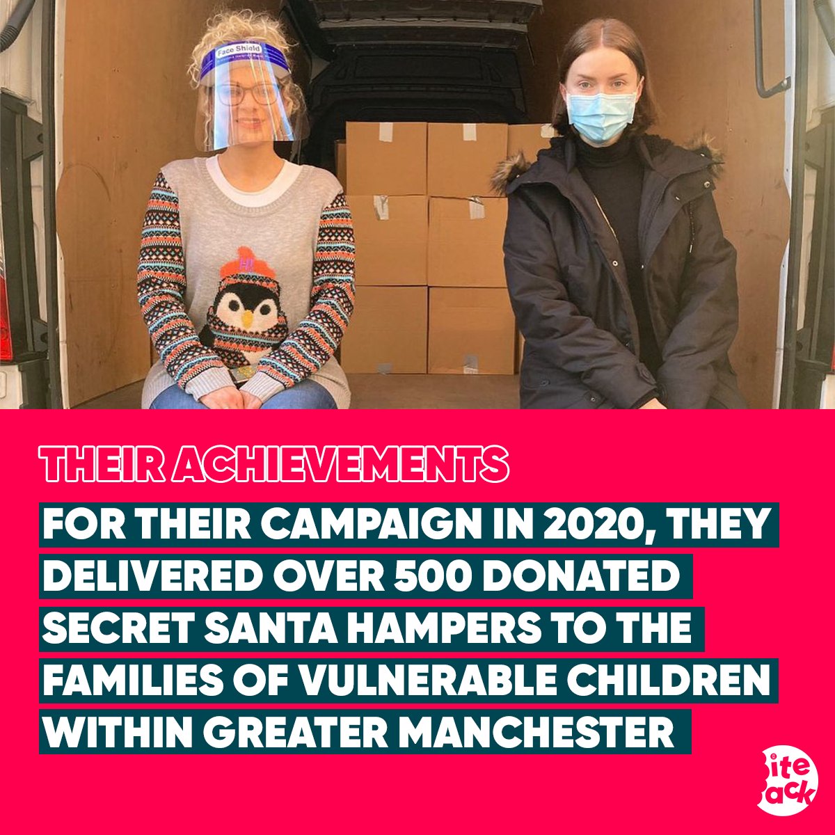 BiteBack2030's tweet photo. Today the Secret Santa Hamper team are our @BiteBack2030 heroes! 🎅 

They are delivering donated nutritional food to families in Stockport. We love their commitment to getting nutritious food to those who need it ❤️ 

Please share and support them @SantaHamper https://t.co/zCCVtcFO3b