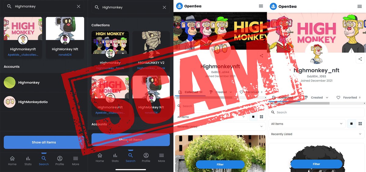 highmonkeynft's tweet photo. Be careful of scammer on OpenSea !!

Our mint link: https://t.co/emE1wEUyUk

#NFT #NFTs #NFTCommunity #Highmonkey #NEWNFT #newnftproject2022 https://t.co/ambvq51SWX