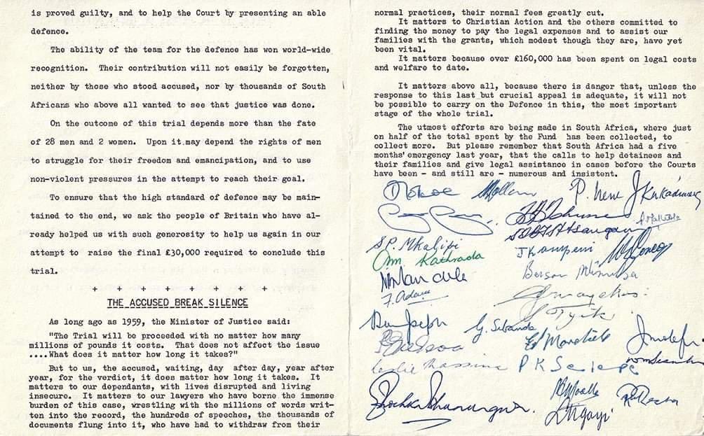 OromoLegalTeam's tweet photo. Nelson Mandela’s Case 
''Earlier this year, we acquired an archival document with great historical significance. Dating from the final stages of the Treason Trial (1956-1961), it is an open letter by the trialists to the people of Britain calling for support in their defence /1
_ https://t.co/4b1WV45kXm