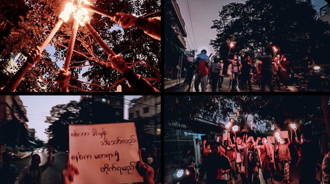 Revolutionary Alliance Strike marched and chanted revolutionary slogans to overthrow the military dictatorship and to overturn the age of fear in Mandalay today.   #Australia_StopEngagingWithTerrorists #Dec24Coup #WhatsHappeningInMyanmar