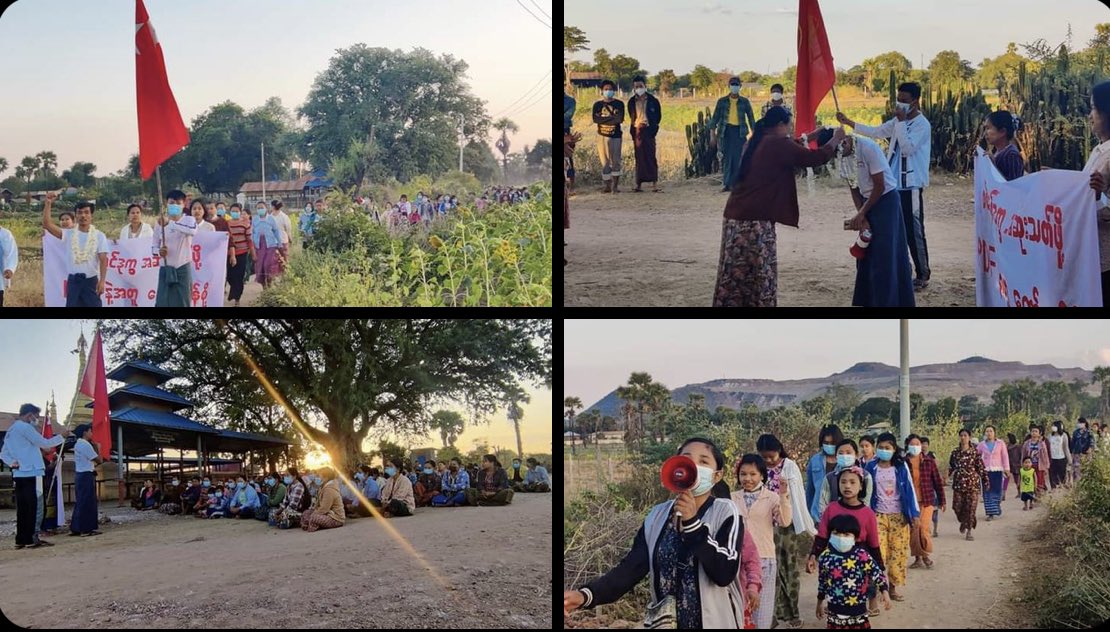 Residents, teachers and parents from Letpadaung Taung village, Salingyi, rallied today in voicing out their oppositions to Illegitimate Military ruling.   #Australia_StopEngagingWithTerrorists #Dec24Coup #WhatsHappeningInMyanmar
