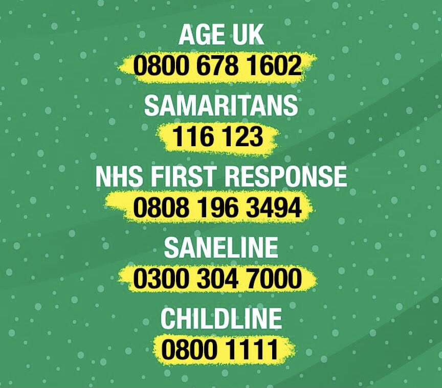 D_S_C's tweet photo. You are not alone this Christmas.

Here are some helpful numbers for you to call during the festive period if you're feeling down or lonely. https://t.co/nmD6vzsE3Y