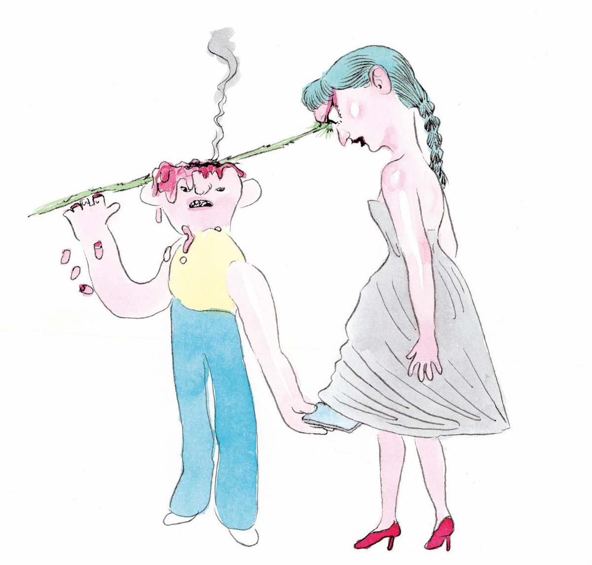 「1枚目は、さすがにやりすぎだと思ったので、描き直しました。
盗撮は犯罪です。 」|©︎我喜屋位瑳務のイラスト