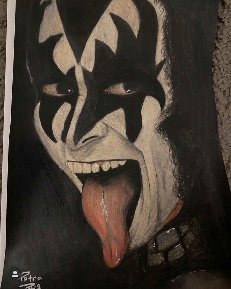 hnathanson's tweet photo. Hey! @genesimmons @kiss my 14yo daughter @BrookeNathanson is a die hard fan and bassist! Her best friend drew this for her birthday! She wanted your axe guitar but she would love a bday "shout out loud" 😲 instead?! It would make her life!  #genesimmons #KISS #KISSarmy #KISSkids https://t.co/M7LZnAjbhY